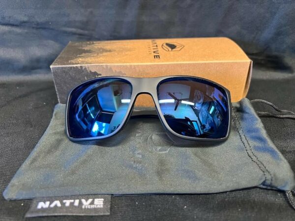 NATIVE SUNGLASSES BADLANDS XD9045 MATTE BLACK BLUE REFLEX POLARIZED 125mm - Image 5