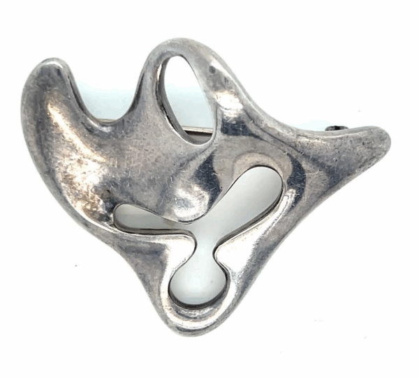 GEORG JENSEN AMOEBA BROOCH STERLING SILVER 925 VINTAGE DENMARK 322 STAMP 1950s