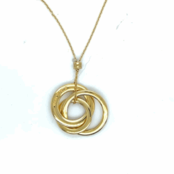 TIFFANY & CO. 1837 INERLOCKING CIRCLE PENDANT NECKLACE 18K YELLOW GOLD 18 in