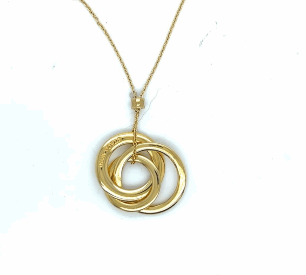TIFFANY & CO. 1837 INERLOCKING CIRCLE PENDANT NECKLACE 18K YELLOW GOLD 18 in