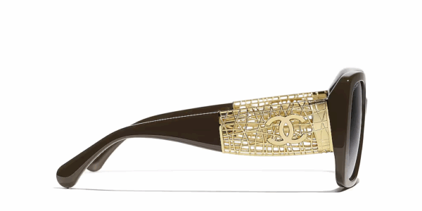 CHANEL SQUARE SUNGLASSES CH5532 1460S6 BROWN FRAME GRADIENT GREY LENS 140mm - Image 3