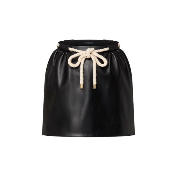 LOUIS VUITTON MINI LEATHER SKIRT WITH ROPE BELT BLACK SIZE 38/US 4-6 1AGHS1