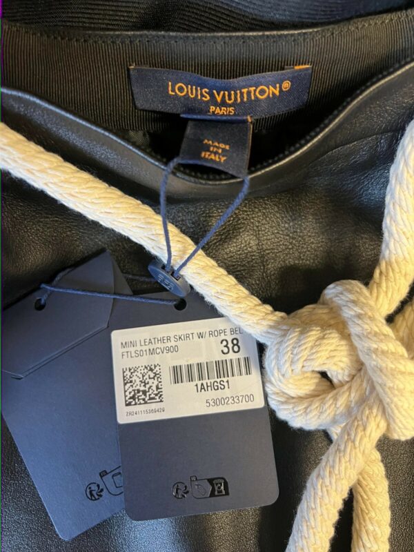 LOUIS VUITTON MINI LEATHER SKIRT WITH ROPE BELT BLACK SIZE 38/US 4-6 1AGHS1 - Image 6