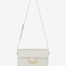SAINT LAURENT LULU MEDIUM CROSS BODY BAG W ADJUSTABLE STRAP WHITE W MIRROR