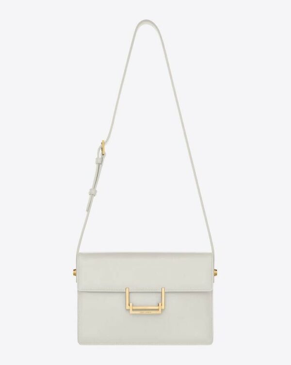 SAINT LAURENT LULU MEDIUM CROSS BODY BAG W ADJUSTABLE STRAP WHITE W MIRROR