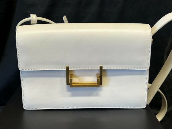 SAINT LAURENT LULU MEDIUM CROSS BODY BAG W ADJUSTABLE STRAP WHITE W MIRROR - Image 2