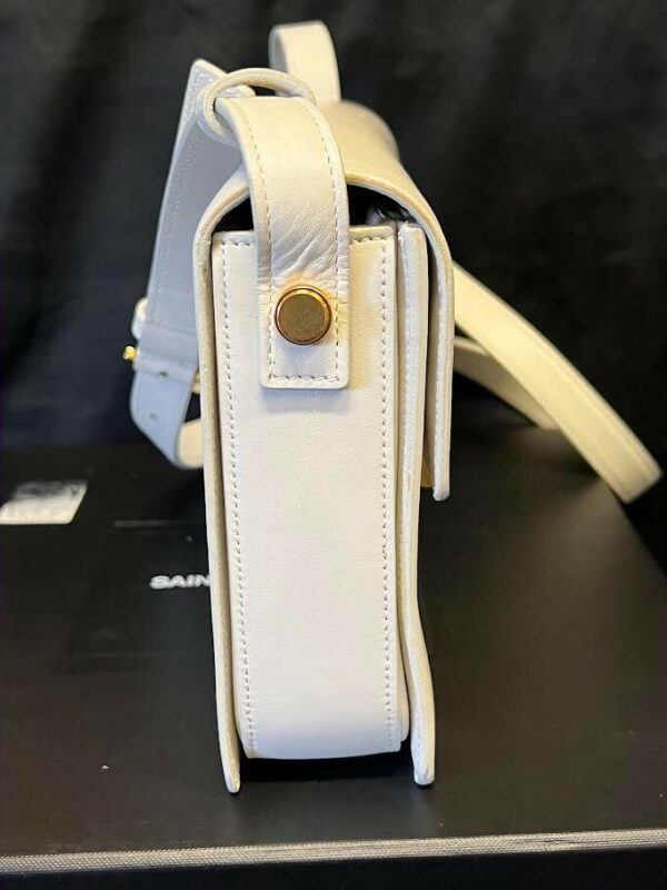 SAINT LAURENT LULU MEDIUM CROSS BODY BAG W ADJUSTABLE STRAP WHITE W MIRROR - Image 3