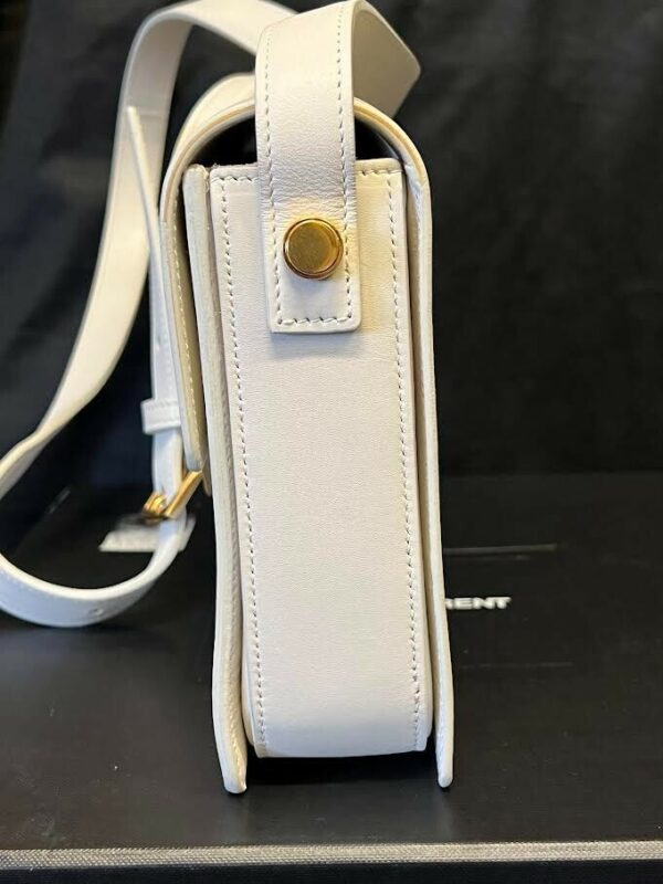 SAINT LAURENT LULU MEDIUM CROSS BODY BAG W ADJUSTABLE STRAP WHITE W MIRROR - Image 5