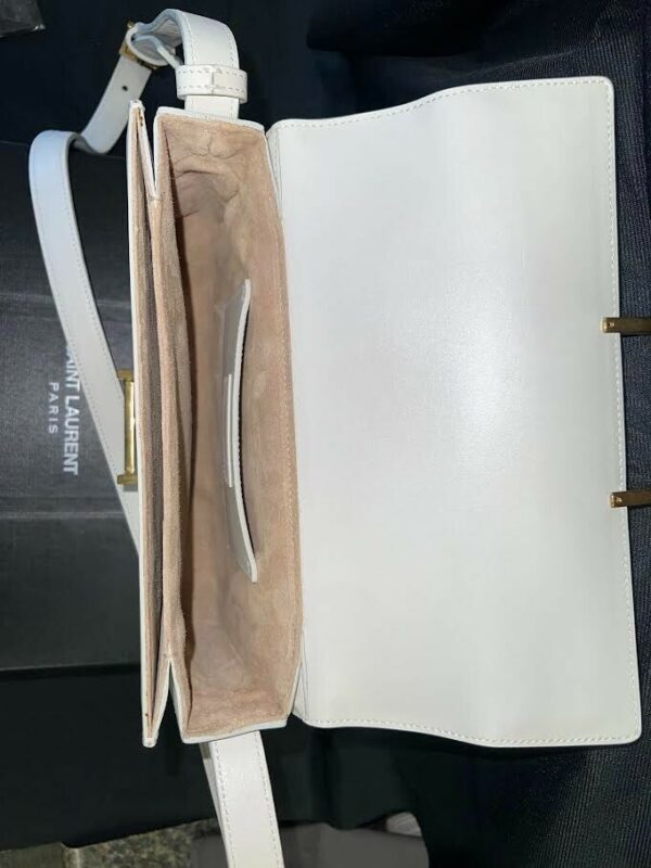 SAINT LAURENT LULU MEDIUM CROSS BODY BAG W ADJUSTABLE STRAP WHITE W MIRROR - Image 8