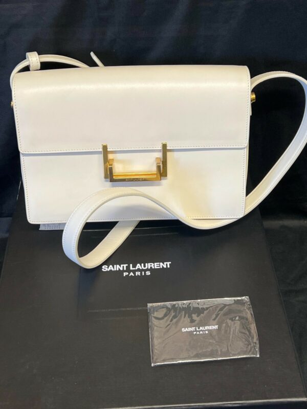 SAINT LAURENT LULU MEDIUM CROSS BODY BAG W ADJUSTABLE STRAP WHITE W MIRROR - Image 11