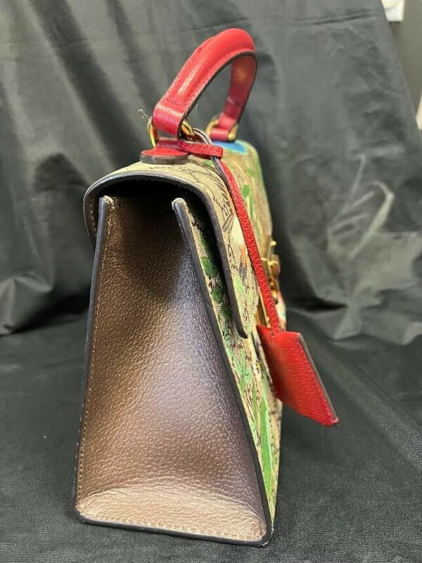 GUCCI TOP HANDLE TIAN PRINT GG COATED CANVAS PADLOCK BAG W DETACHABLE STRAP - Image 3