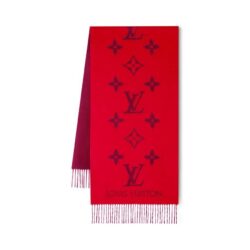 LOUIS VUITTON REYKJAVIK SCARF 100% CASHMERE RUBIS/RED 74.8x17.7 in M90895