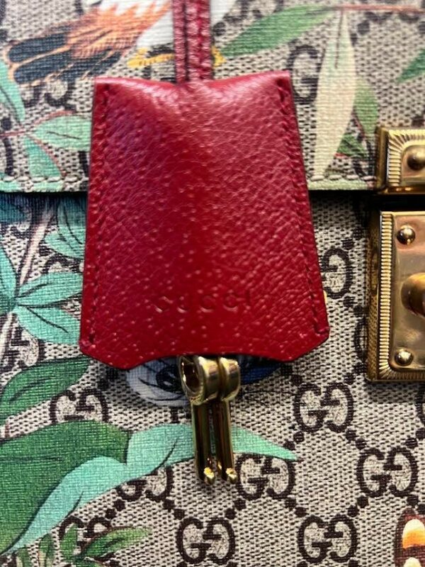 GUCCI TOP HANDLE TIAN PRINT GG COATED CANVAS PADLOCK BAG W DETACHABLE STRAP - Image 8
