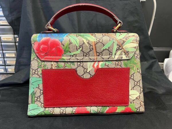 GUCCI TOP HANDLE TIAN PRINT GG COATED CANVAS PADLOCK BAG W DETACHABLE STRAP - Image 9