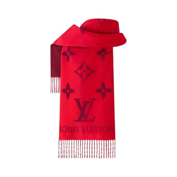 LOUIS VUITTON REYKJAVIK SCARF 100% CASHMERE RUBIS/RED 74.8x17.7 in M90895 - Image 2