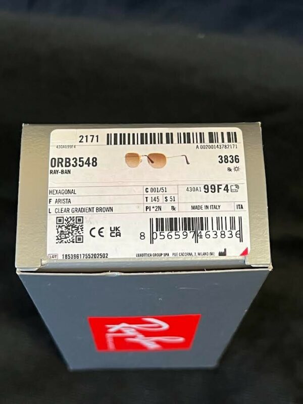 RAY-BAN SUNGLASSES RB348 001/51 HEXAGONAL ARISTA CLEAR GRADIENT BROWN 145mm - Image 10