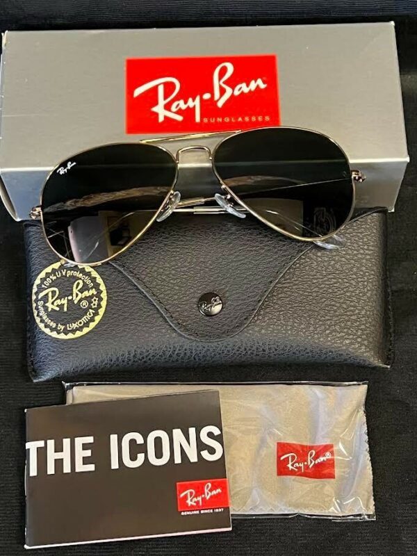 RAY-BAN SUNGLASSES AVIATOR LARGE METAL RB3025 L0205 ARISTA G-15 GREEN 135mm - Image 5
