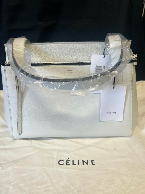 CELINE GRAINED CALFSKIN MEDIUM EDGE SHOULDER BAG WHITE W DUST BAG - Image 2