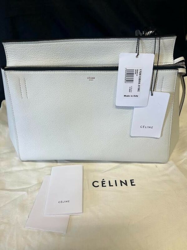 CELINE GRAINED CALFSKIN MEDIUM EDGE SHOULDER BAG WHITE W DUST BAG - Image 6