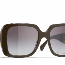 CHANEL SQUARE SUNGLASSES CH5532 1460S6 BROWN FRAME GRADIENT GREY LENS 140mm