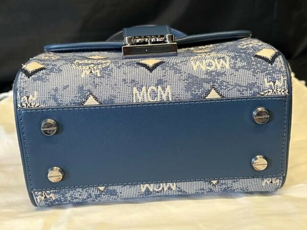 MCM SMALL MONOGRAM JAQUARD TRACY CROSSBODY BAG BLUE W REMOVABLE ADJUSTABLE STRAP - Image 8