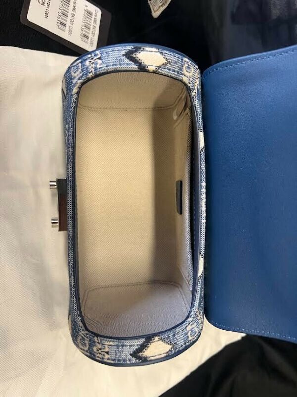 MCM SMALL MONOGRAM JAQUARD TRACY CROSSBODY BAG BLUE W REMOVABLE ADJUSTABLE STRAP - Image 9