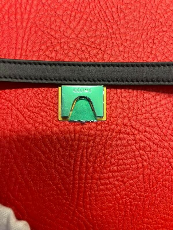CELINE ELEPHANT CALFSKIN MINI TRI-COLOR BELT BAG VERMILLION W REMOVABLE STRAP - Image 9