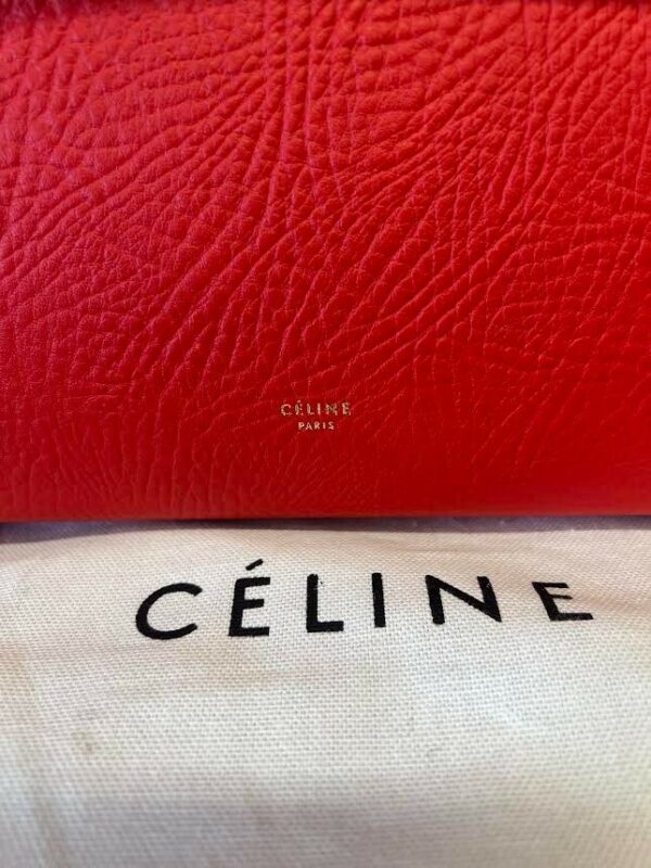 CELINE ELEPHANT CALFSKIN MINI TRI-COLOR BELT BAG VERMILLION W REMOVABLE STRAP - Image 12