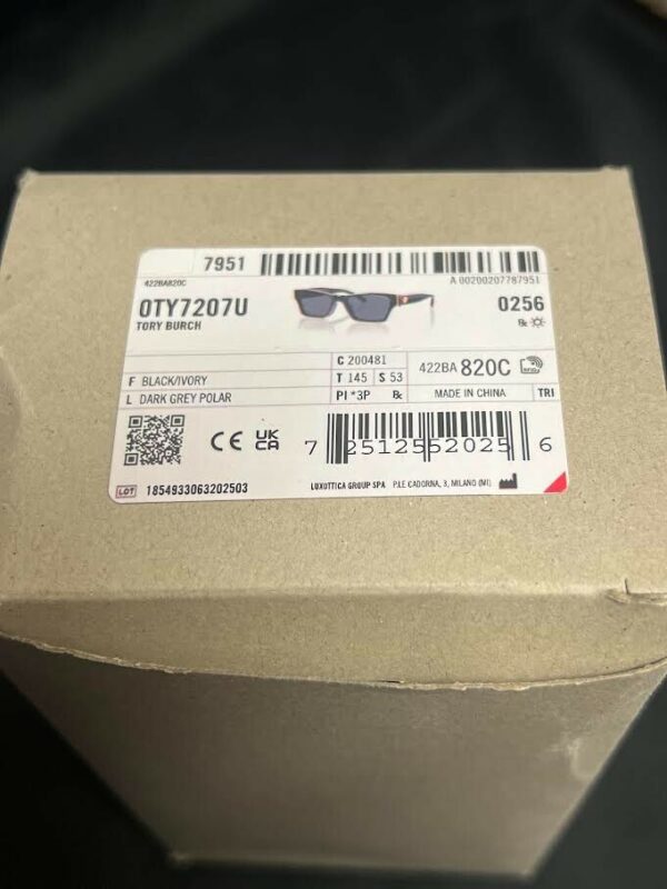 TORY BURCH OUTLINE SUNGLASSES TY7207U 200481 BLACK IVORY/ DARK GREY POLAR 145mm - Image 10