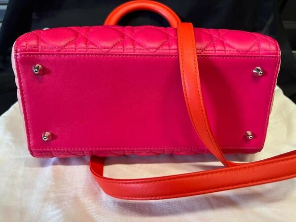 CHRISTIAN DIOR TRI COLOR LADY DIOR MEDIUM TOP HANDLE BAG W REMOVABLE STRAP - Image 7