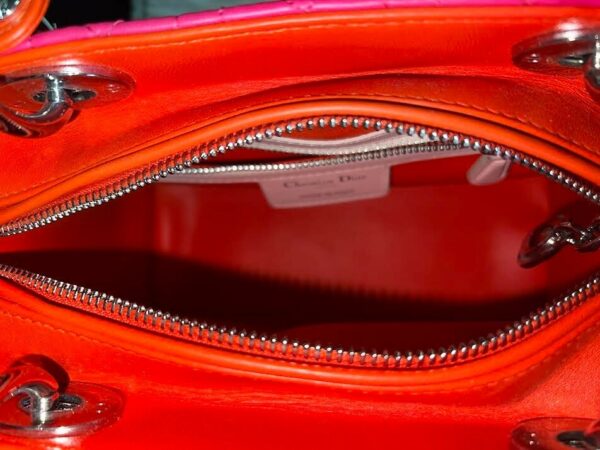 CHRISTIAN DIOR TRI COLOR LADY DIOR MEDIUM TOP HANDLE BAG W REMOVABLE STRAP - Image 8