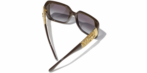 CHANEL SQUARE SUNGLASSES CH5532 1460S6 BROWN FRAME GRADIENT GREY LENS 140mm - Image 4
