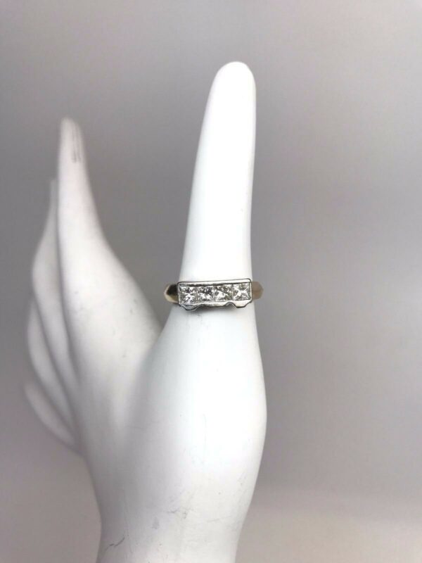2.20tcw Three Stone Diamond Engagement Ring and Wedding Band 17k Gold & Platinum - Image 4