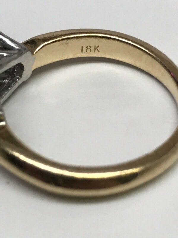 2.20tcw Three Stone Diamond Engagement Ring and Wedding Band 17k Gold & Platinum - Image 7