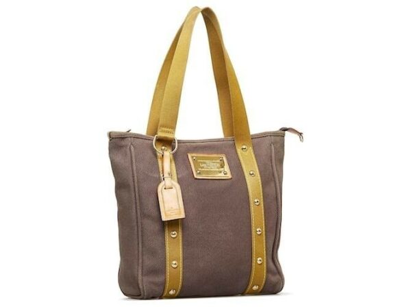 LOUIS VUITTON ANTIGUA CABAS MM DOUBLE HANDLE SHOULDER BAG BROWN CANVAS