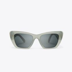 TORY BURCH KIRA CAT-EYE SUNGLASSES TY7216U GREY GREEN FRAME, DARK GREY LENS 140