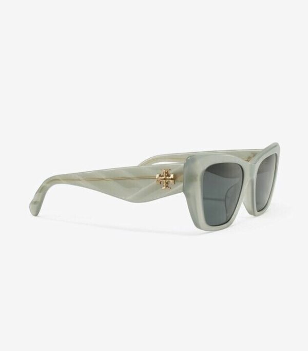 TORY BURCH KIRA CAT-EYE SUNGLASSES TY7216U GREY GREEN FRAME, DARK GREY LENS 140 - Image 4