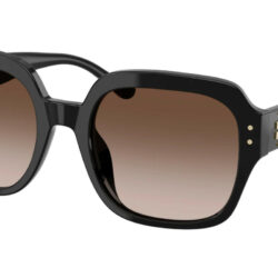 TY7143U TORY BURCH SQUARE SUNGLASSES BLACK FRAME DARK BROWN GRADIENT LENS 140MM