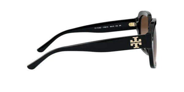 TY7143U TORY BURCH SQUARE SUNGLASSES BLACK FRAME DARK BROWN GRADIENT LENS 140MM - Image 4