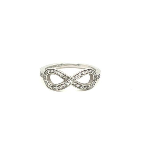 TIFFANY & CO PLATINUM AND DIAMOND INFINITY RING SIZE 4.5