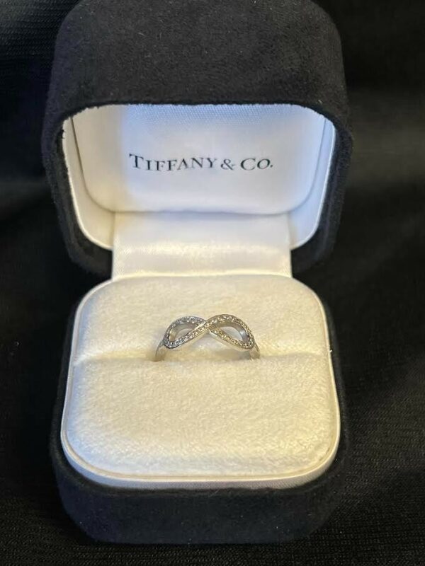 TIFFANY & CO PLATINUM AND DIAMOND INFINITY RING SIZE 4.5 - Image 13