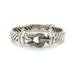 DAVID YURMAN DIAMOND CABLE BUCKLE BRACELET STERLING SILVER