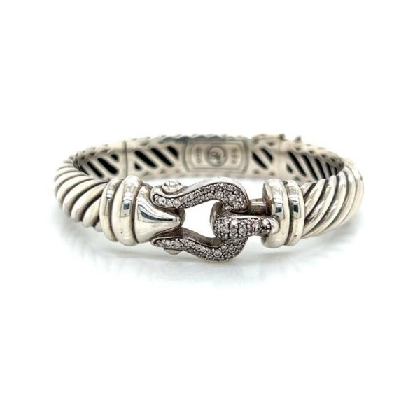 DAVID YURMAN DIAMOND CABLE BUCKLE BRACELET STERLING SILVER