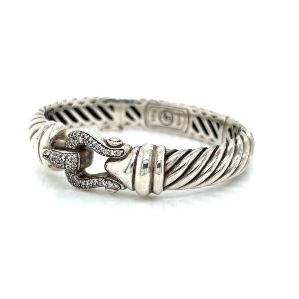 DAVID YURMAN DIAMOND CABLE BUCKLE BRACELET STERLING SILVER - Image 5
