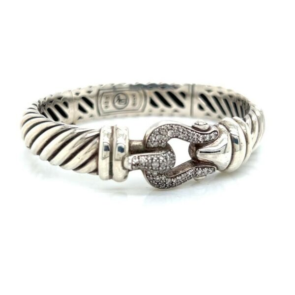 DAVID YURMAN DIAMOND CABLE BUCKLE BRACELET STERLING SILVER - Image 6