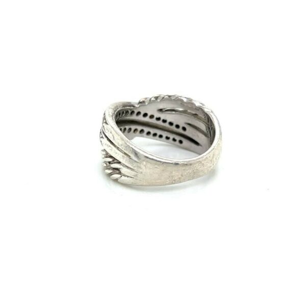 DAVID YURMAN DIAMOND CROSSOVER SILVER RING SIZE 8 - Image 3