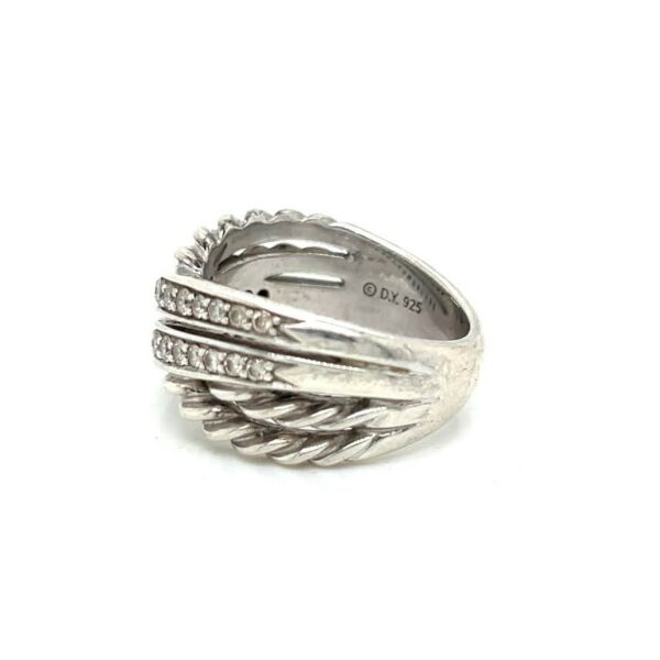 DAVID YURMAN DIAMOND CROSSOVER SILVER RING SIZE 8 - Image 4