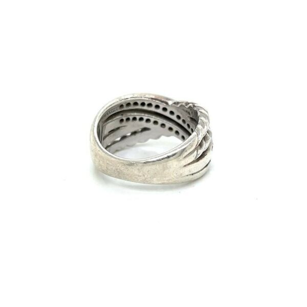 DAVID YURMAN DIAMOND CROSSOVER SILVER RING SIZE 8 - Image 5