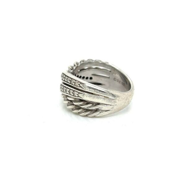 DAVID YURMAN DIAMOND CROSSOVER SILVER RING SIZE 8 - Image 6