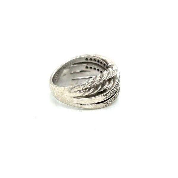 DAVID YURMAN DIAMOND CROSSOVER SILVER RING SIZE 8 - Image 7